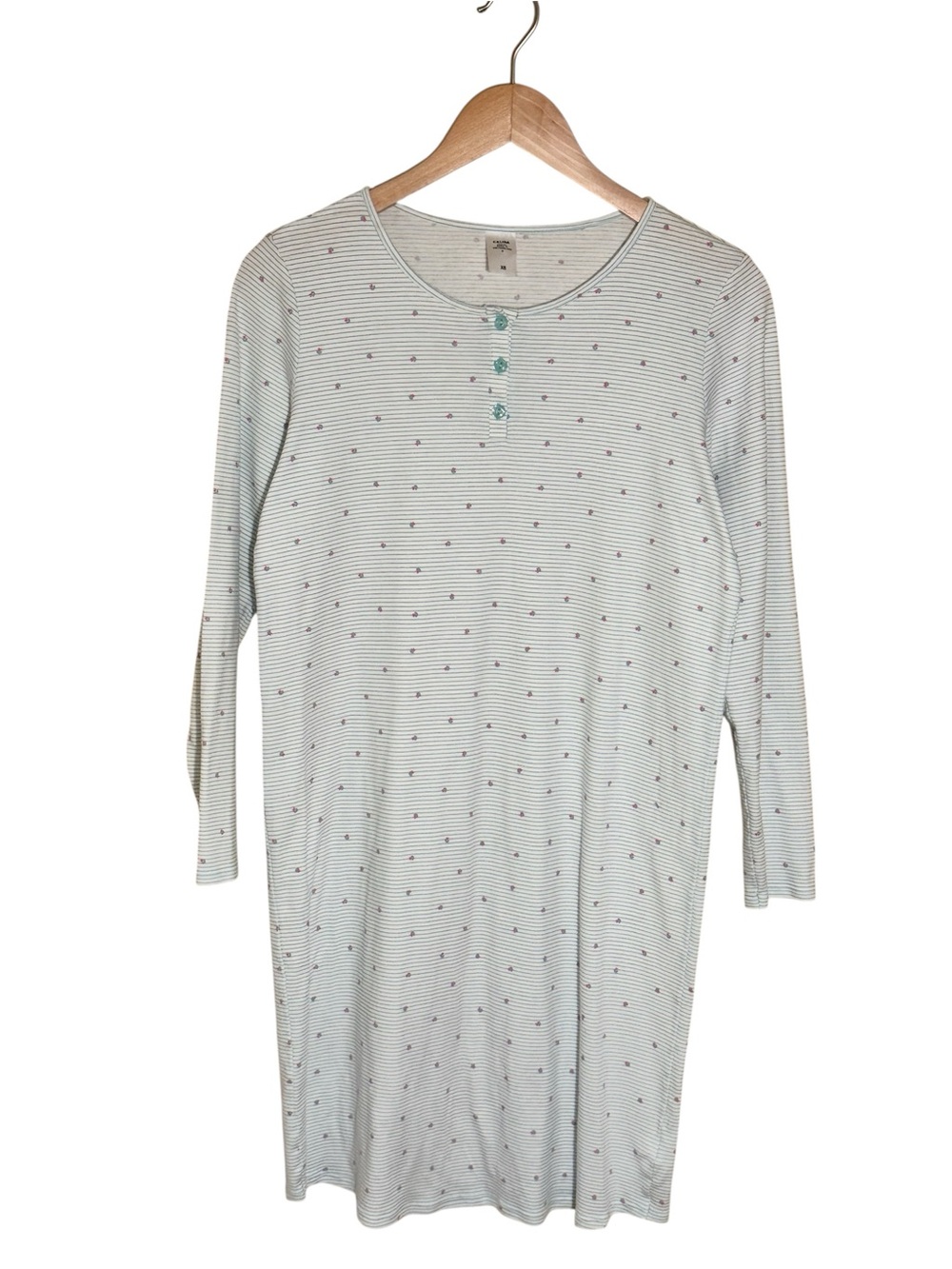 Calida Switzerland Cotton Floral Tulip Striped Long Sleeve Nightshirt size XS